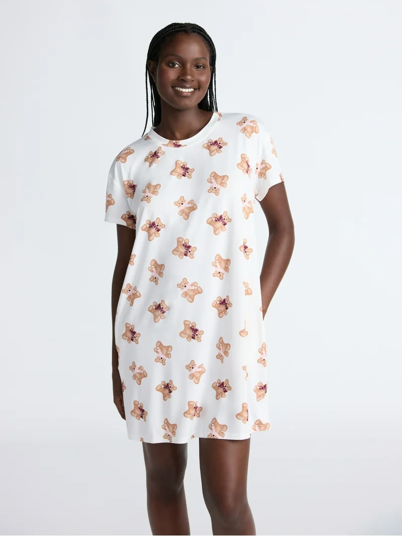 Joyspun Women's Dreamy Soft Collection Sleepshirt with Short Sleeves, Sizes S/M-2X/3X | Walmart (US)