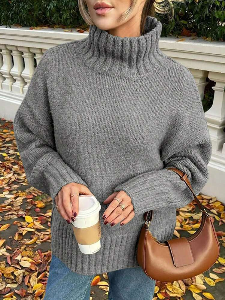 Grey Turtle Neck Sweater | SHEIN