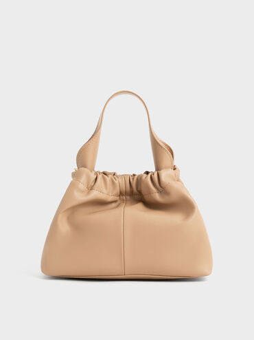 Ally Ruched Slouchy Bucket Bag
 - Beige | Charles & Keith CA
