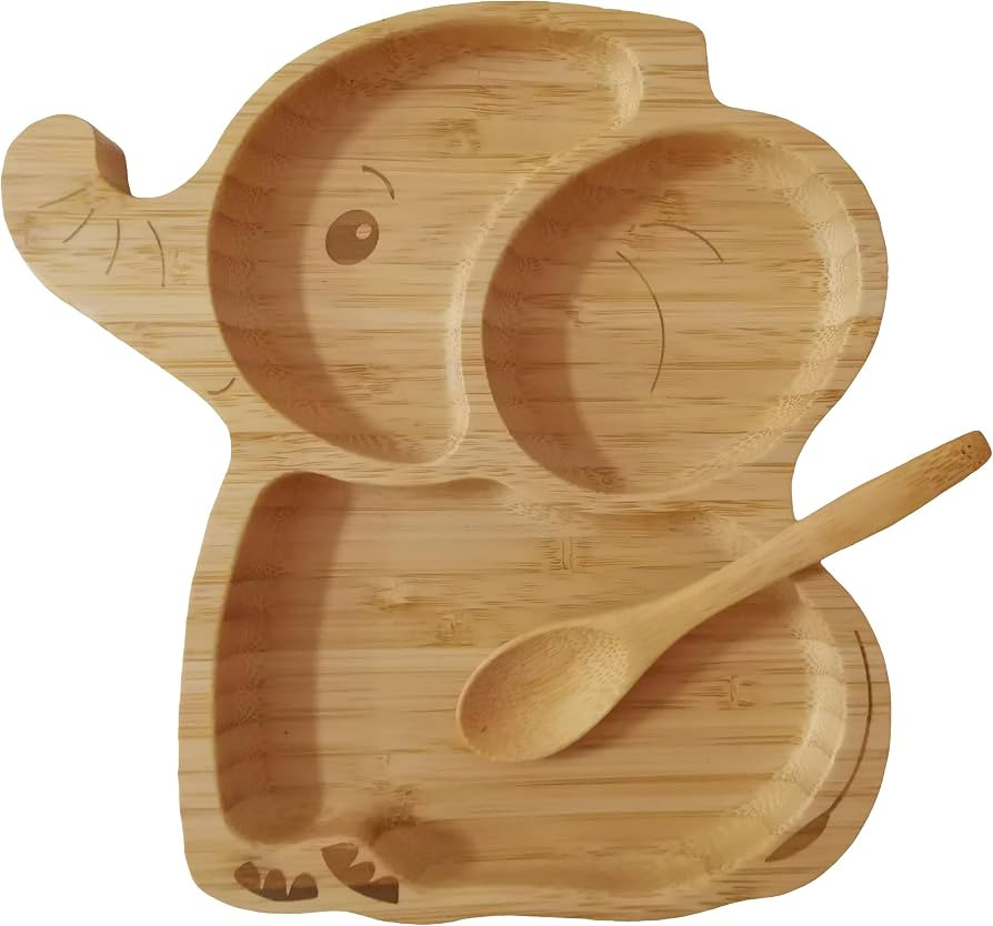 Bamboo Baby Plates for Snacks,Baby Essentials Of Toddler Plates,Eco-Friendly Cute Elephant Design... | Amazon (US)