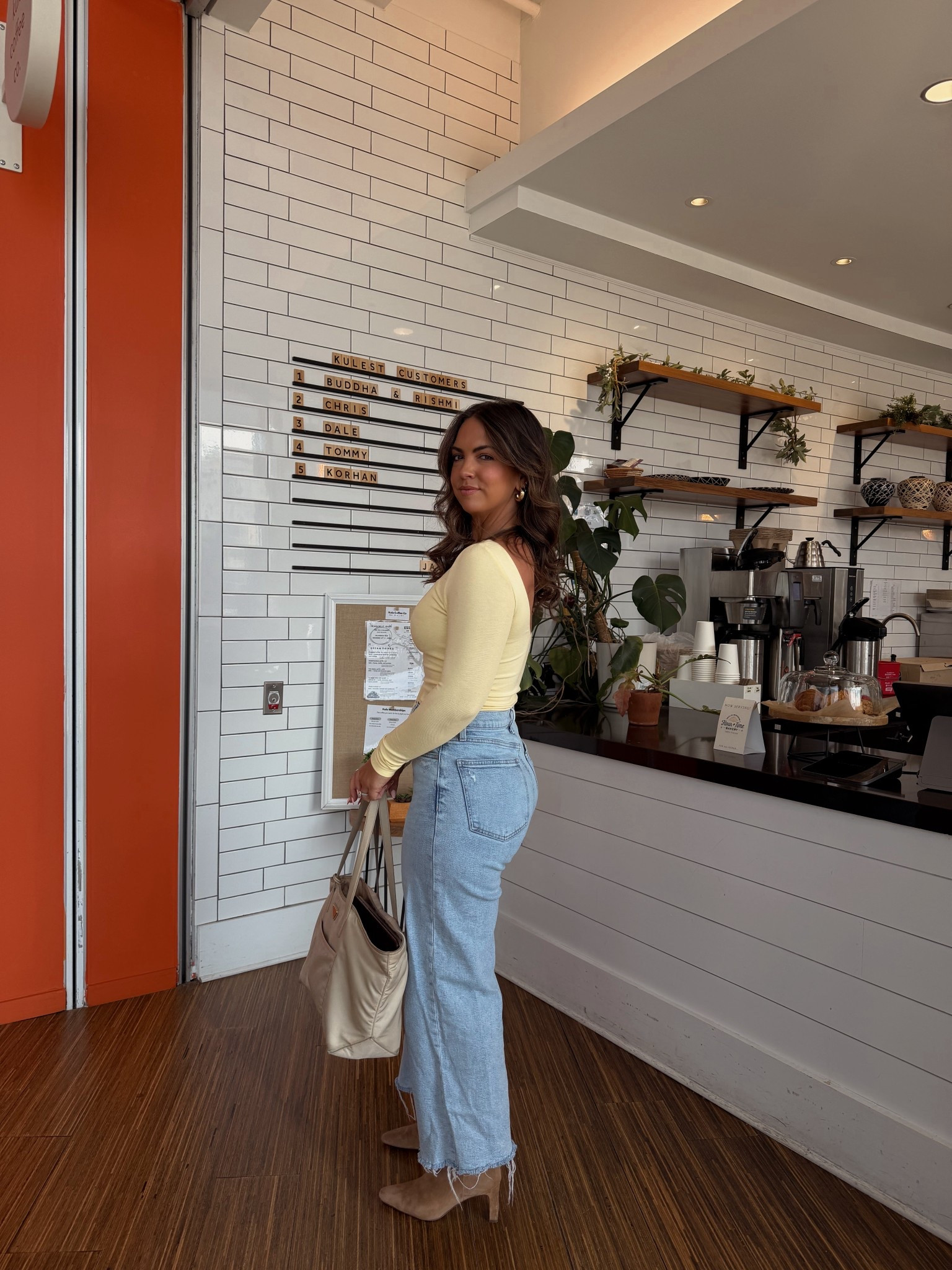 Today’s outfit! My favorite pair of jeans and this top has a built in bra!