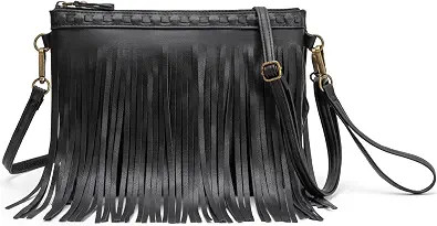 B BRENTANO Vegan Fringed Crossbody Bag with removable Strap, Western style Fringe Purse. | Amazon (US)