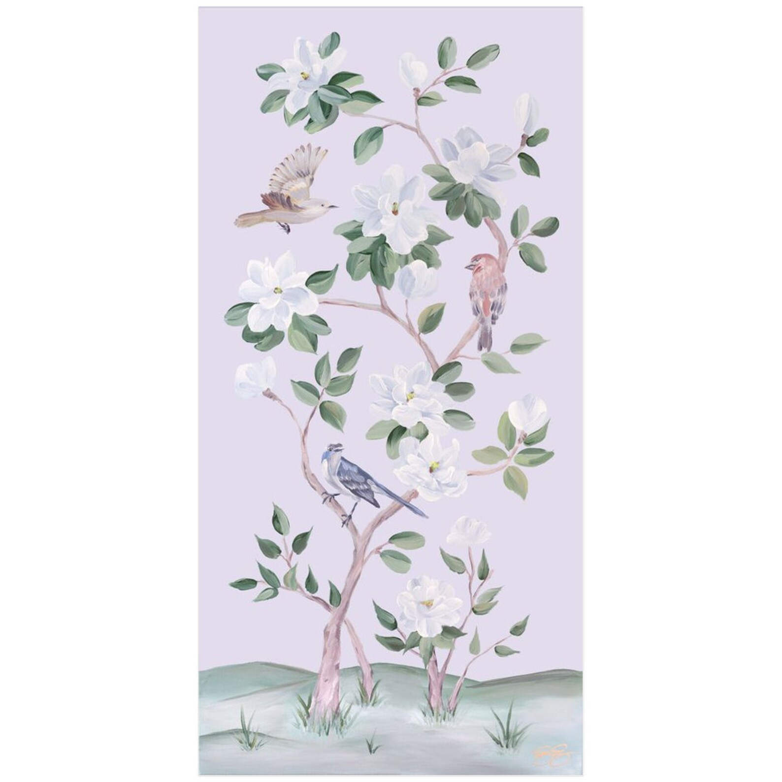 Songbirds and Magnolias A Lavender Chinoiserie Fine Art Print - Etsy | Etsy (US)