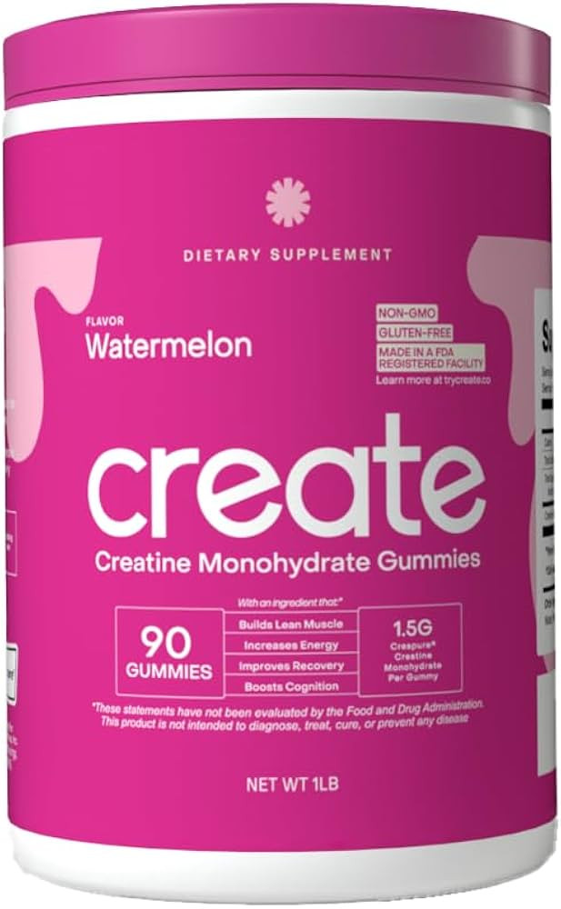 Create Creatine Monohydrate Gummies for Men & Women - Boost Focus, Strength, and Endurance, Anti-... | Amazon (US)