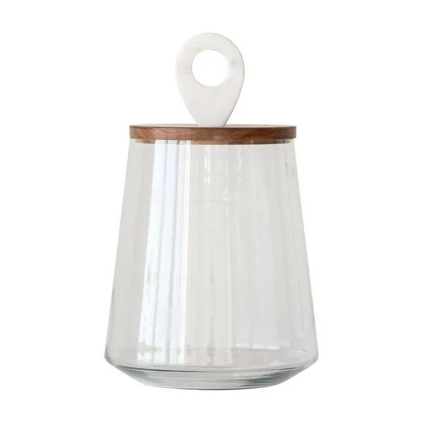 Clear Glass Jar with Mango Wood and Marble Lid by Sprinkle & Bloom | Walmart (US)