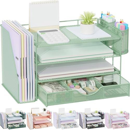 gianotter 4-Tier Desk Organizer with Drawers, File Holders, Letter Trays and Pen Holders - Worksp... | Amazon (US)