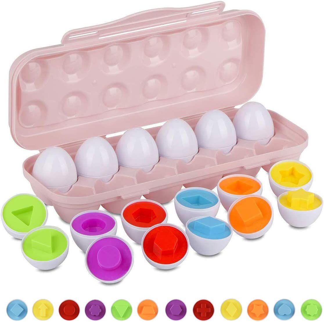 Hhyn Color Shape Matching Eggs for Toddlers, Preschool Learning Educational Sorting Easter Eggs T... | Amazon (US)