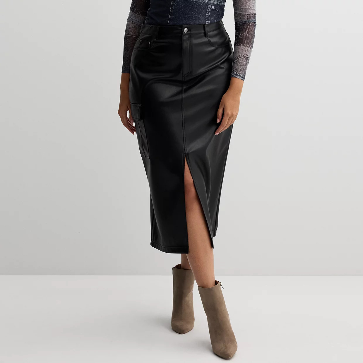 Women's INTEMPO™ Pleather Midi Skirt | Kohl's
