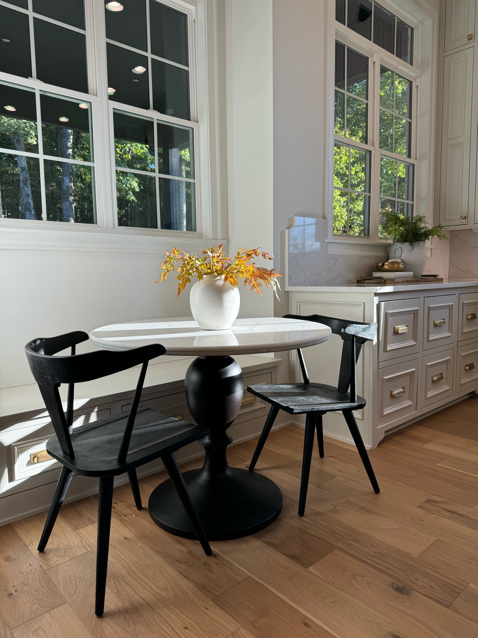 Small round table / round dining table / small dining table / marble table / black table / black chair / black wood dining chair barrel back chair / pottery barn dining / pottery barn furniture 

#LTKSeasonal #LTKFindsUnder50 #LTKHome