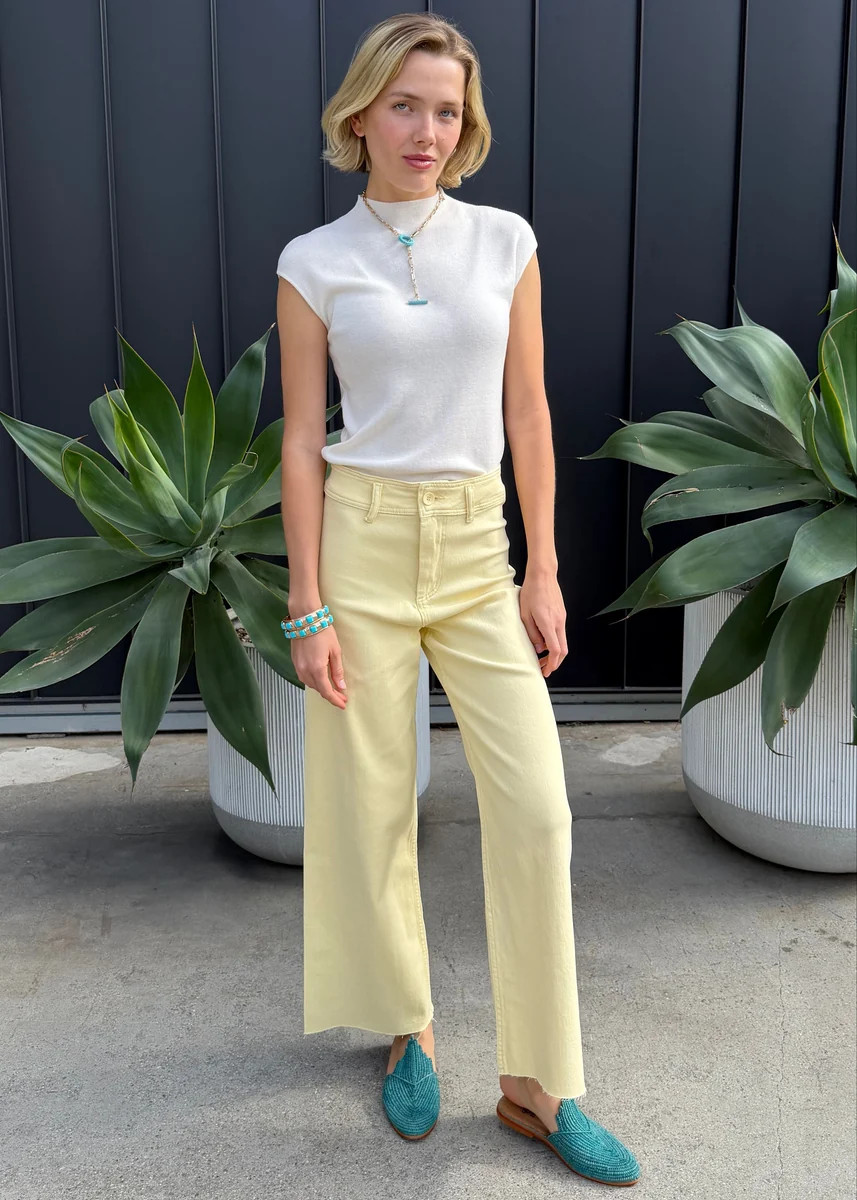 Lindi Straight Wide Leg Pants - Butter Yellow | Benaar La