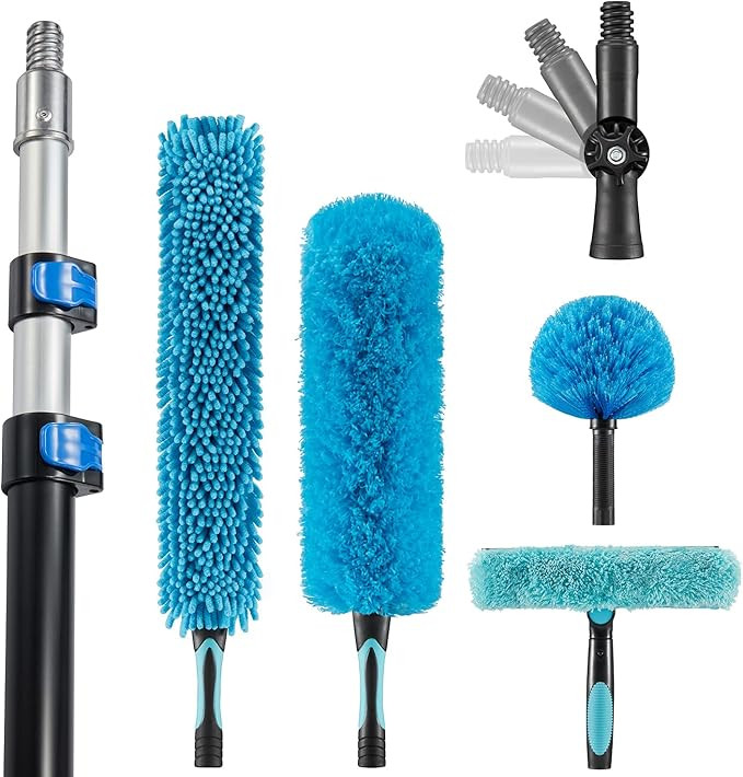 Hicavar 20 Foot High Ceiling Fan Duster with 5-12 Foot Extension Pole, Extendable Reusable Cobweb... | Amazon (US)