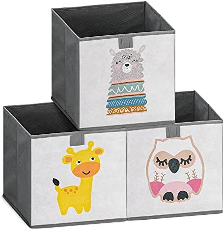 Navaris Kids Storage Cubes (Set of 3) - Storage Boxes 28x28x28 cm with Animal Designs - Children'... | Amazon (UK)