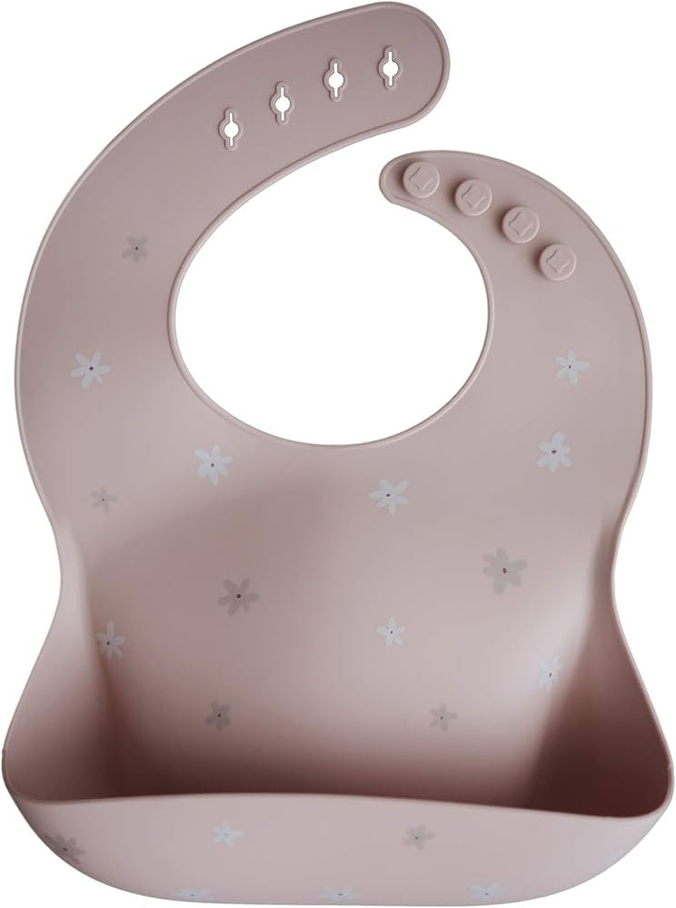 mushie Silicone Baby Bib | Adjustable Fit Waterproof Bibs (Daisy) | Amazon (US)