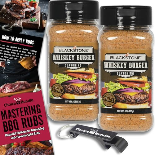 Blackstone Whiskey Burger Seasoning – Gourmet Griddle Premium Barbecue Rub 2 Pk (19.2 oz) + BBQ Masters & Opener (4 Items)! | Amazon (US)