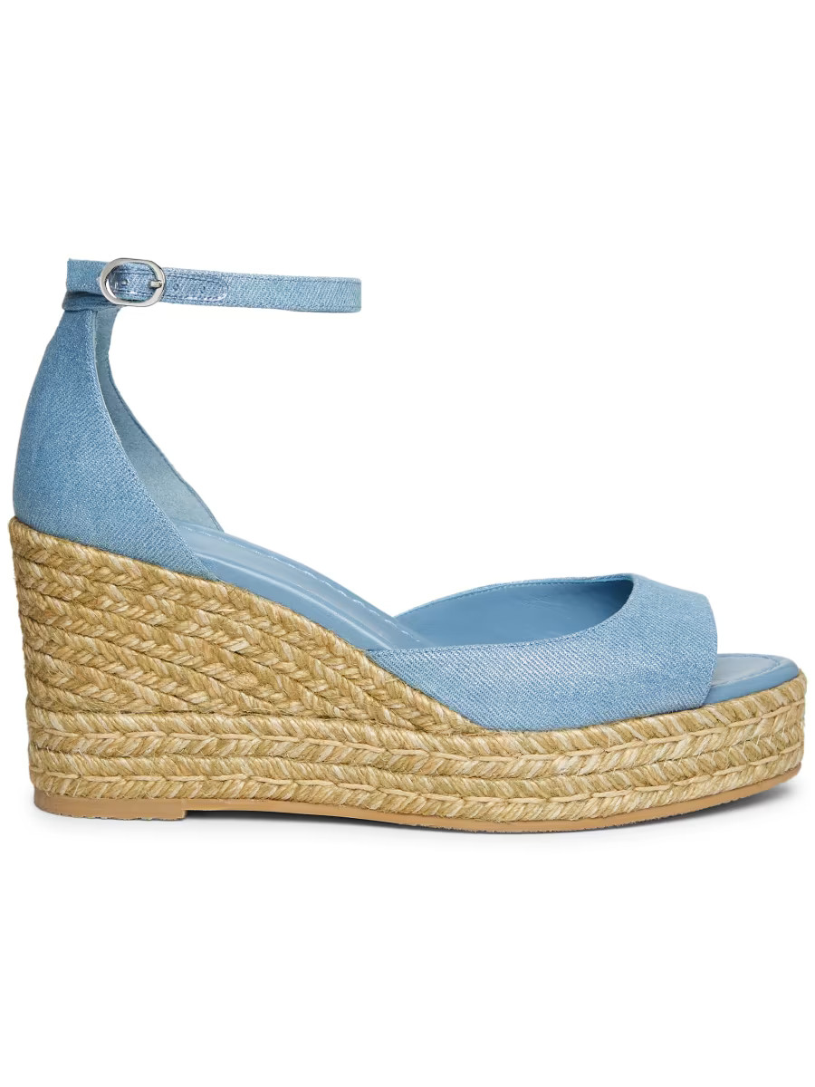 Nudistia 85MM Metallic Denim Espadrille Wedge Sandals | Saks Fifth Avenue