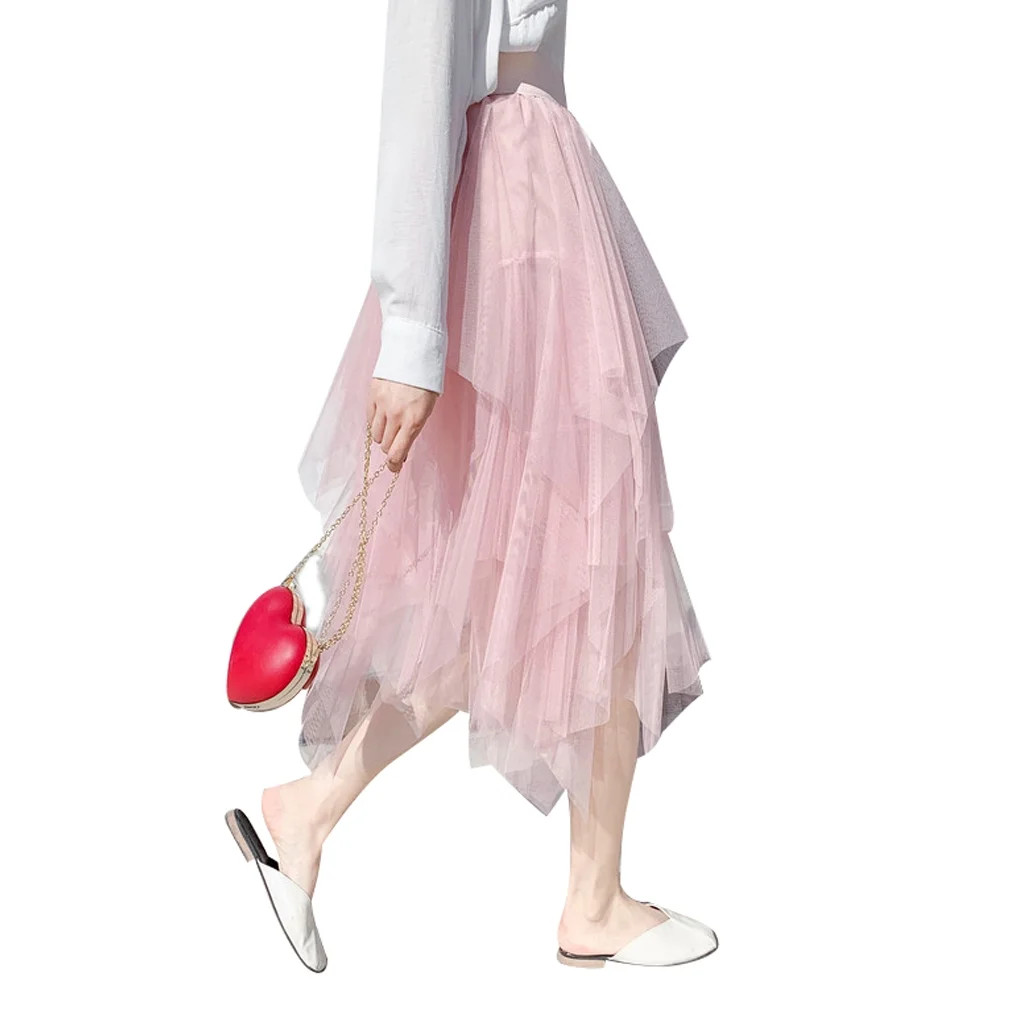 Xiaodriceee Women Skirt Chiffon Midi Puffy Tulle Skirt High Waist Elastic A-Line Long Skirts for ... | Walmart (US)
