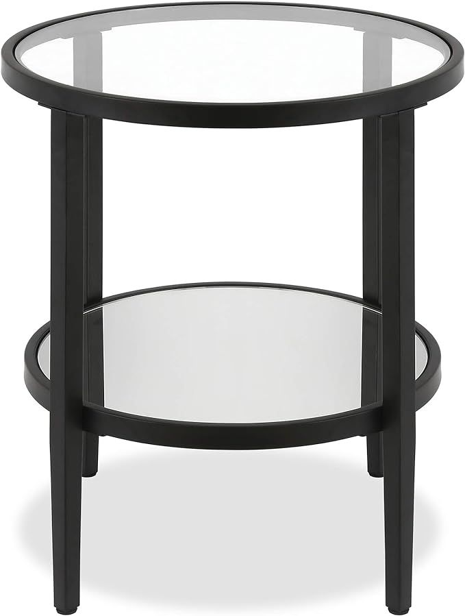Henn&Hart 20" Wide Round Side Table with Mirror Shelf in Blackened Bronze, Table for Living Room,... | Amazon (US)