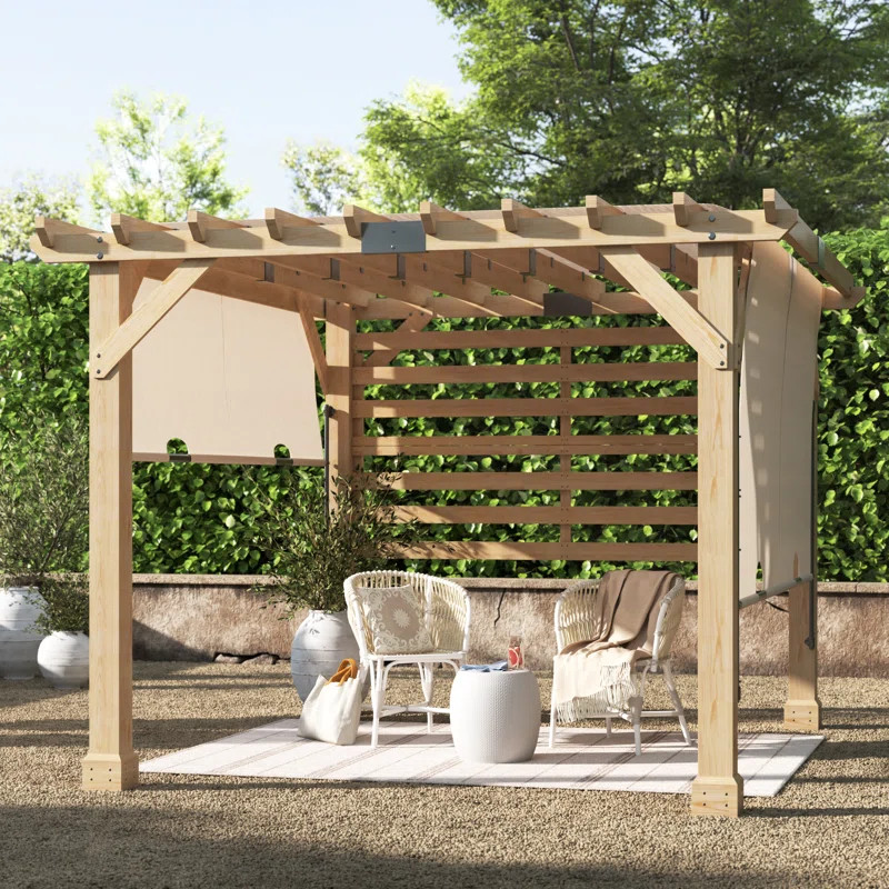 Kelly Clarkson Home Mary Cedar Pergola 10 x 11 ft. Wooden Hot Tub Pergola with Adjustable Canopy ... | Wayfair North America