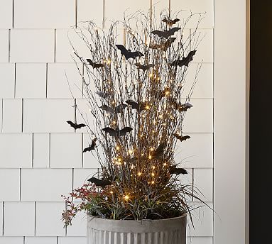 Pre-Lit Black Glitter Branches with Bats | Pottery Barn (US)