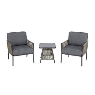 Hampton Bay Tolston 3-Piece Wicker Outdoor Patio Chat Set with Charcoal Cushions-LG19189-C3PC - T... | The Home Depot