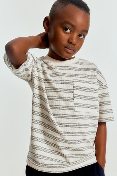 Chest-pocket T-shirt - White/blue striped - Kids | H&M US | H&M (US + CA)