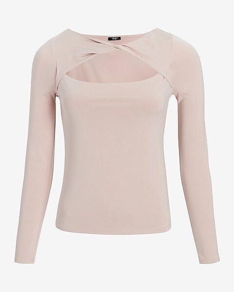 Body Contour Silky Long Sleeve Twist Front Cutout Top | Express