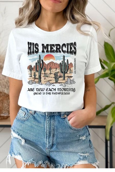 Boho Christian Shirts Christian tshirt Bible Verse Shirt Trendy Christians Jesus Apparel Faith Based Shirt His Mercies Are New Vintage Desert God Jesus 

#LTKU #LTKfindsunder50 #LTKsalealert