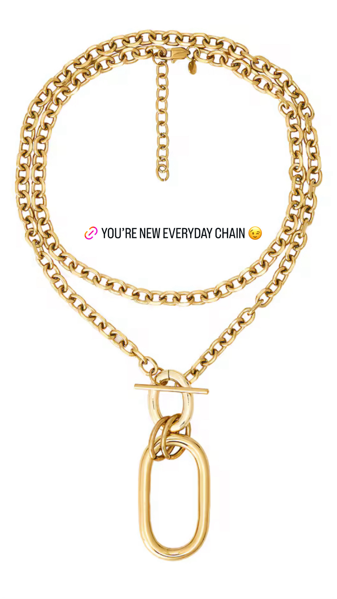 The carabiner necklace is the jewelry trend that makes the most sense to me — it's utilitarian-looking in a way that feels current without trying too hard.
Petit Moments' version is gold-tone stainless steel, 19 inches, with a 1.25" carabiner pendant that's substantial enough to actually read as a statement. The best part: it's waterproof. Wear it to the pool, the beach, a sweaty Houston summer day — it doesn't care. That's the detail that makes a $100 jewelry buy feel like a genuinely smart one.
It layers well if you want to stack it with a thinner chain, but it also works alone with a scoop-neck tank or a low-cut linen top where you want one clean moment of jewelry and nothing else.
Woman-owned, LA-based, and priced where you can actually buy it without a second thought. #necklace #accessories 

 