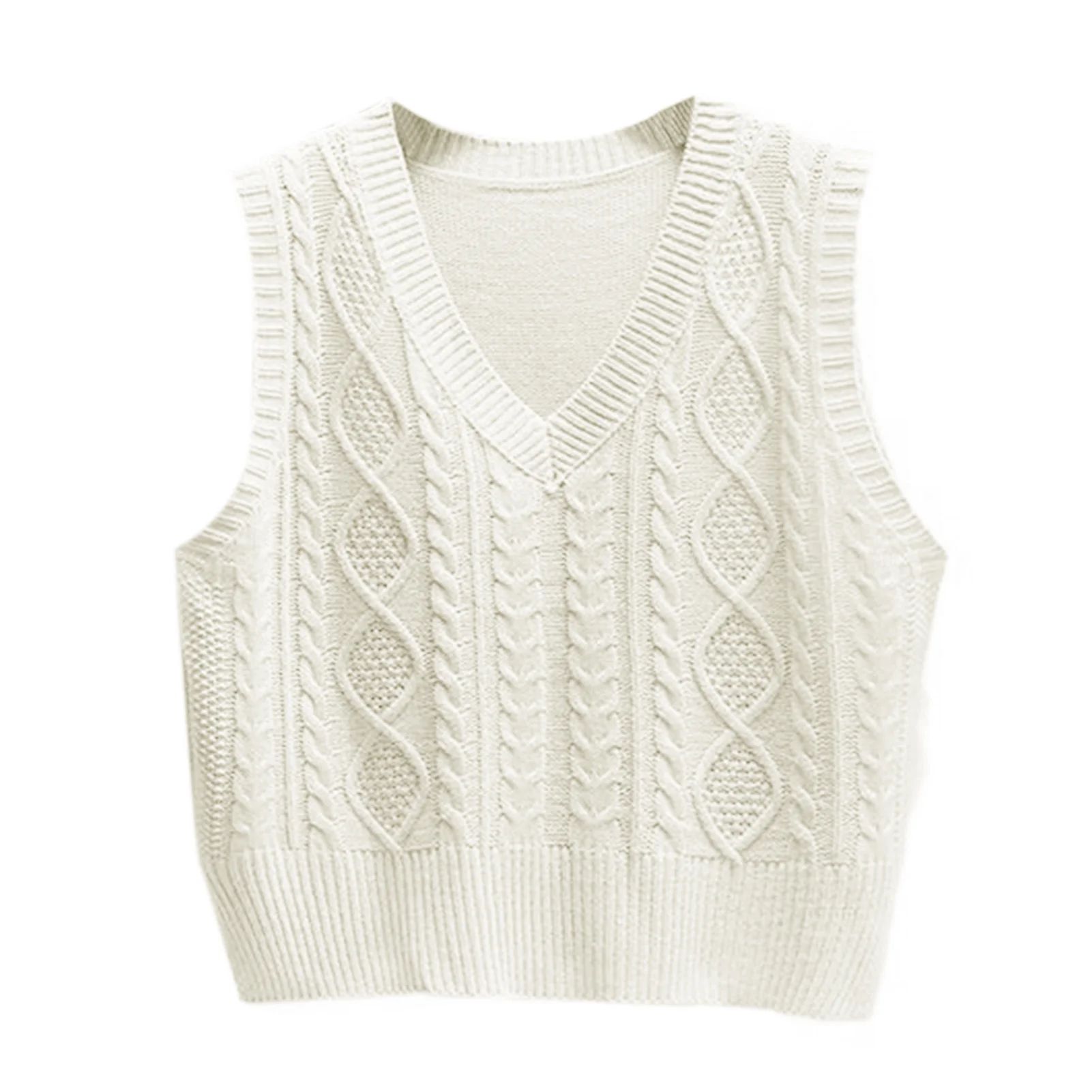 Jxuto Solid Color Sleeveless Sweater Vest Warm Twist Knitted Women Vest for Daily Wear - Walmart.... | Walmart (US)