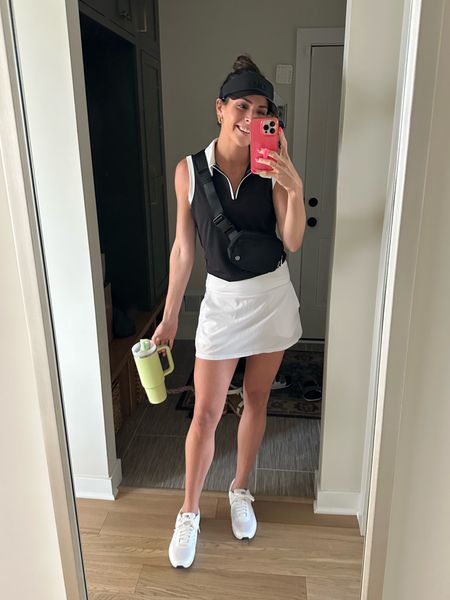 Polo tank: true to size
Skort: old fabletics, linked similar
Golf shoes: size up  

Golf outfit, golf polo, women’s golf, tennis look, pickleball 

#LTKFind #LTKunder50 #LTKstyletip