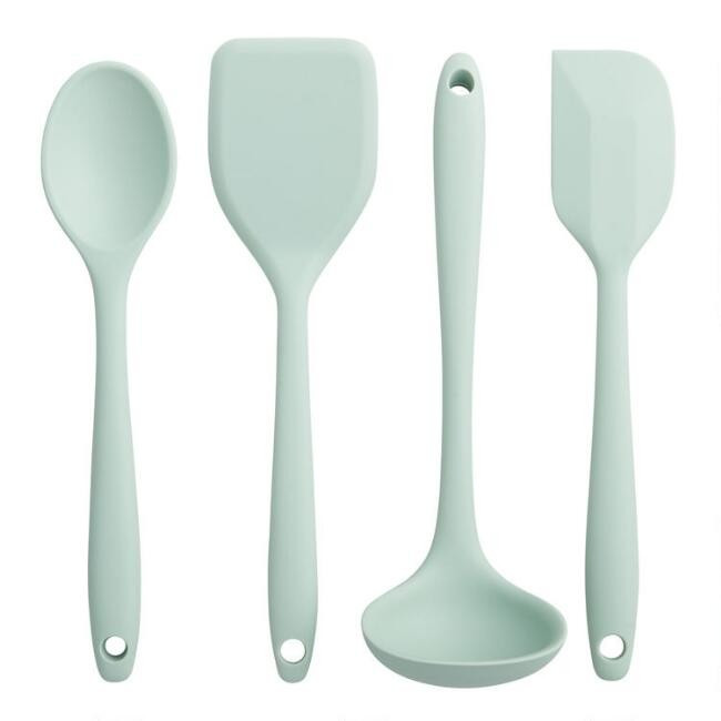 Mini Sage Green Silicone Cooking Utensils Set of 4 | World Market