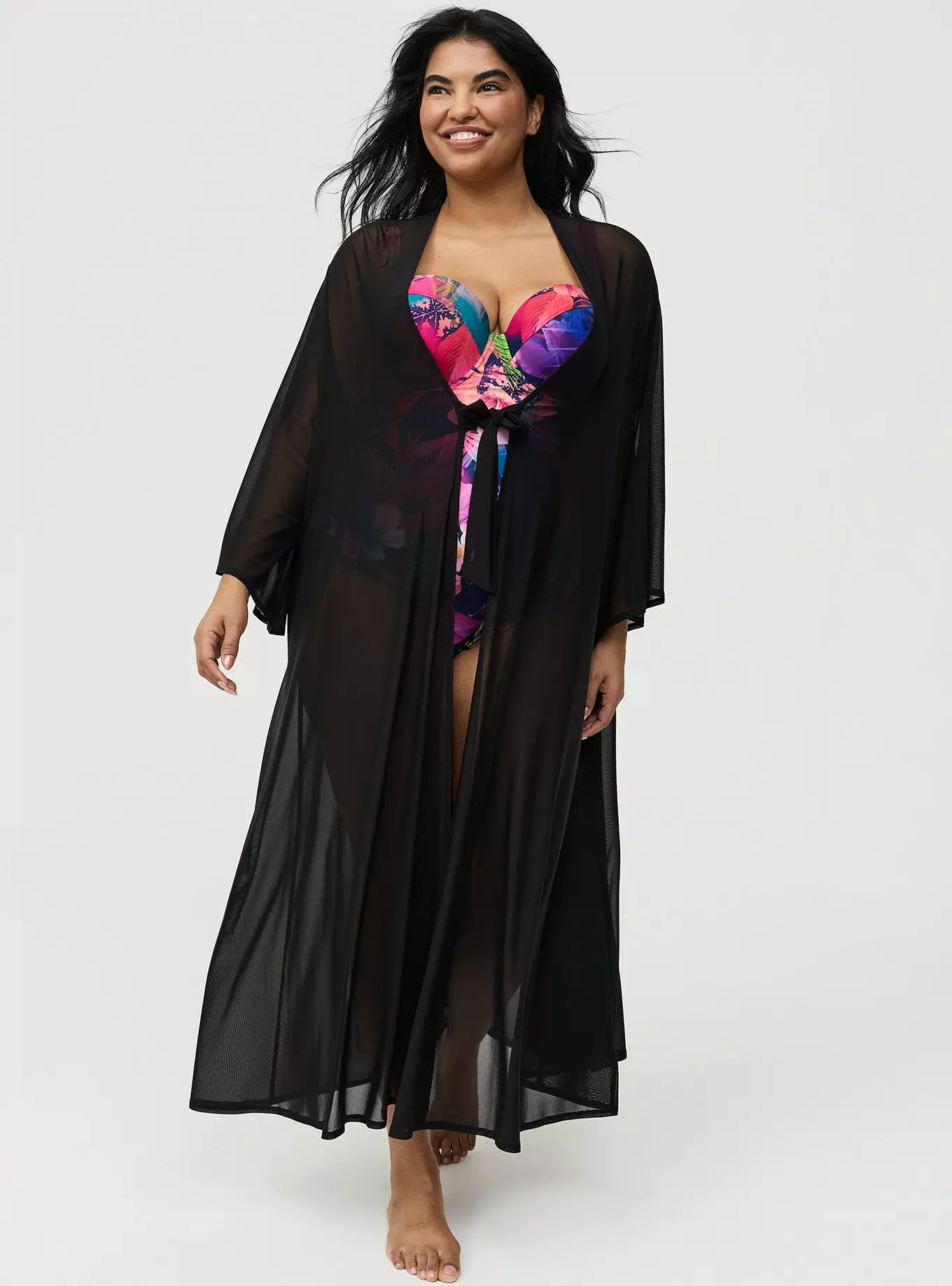 Tie Front Maxi Swim Kimono | Torrid (US & Canada)