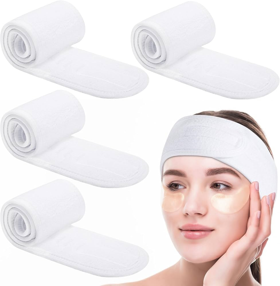 4 Pack Spa Facial Headbands for Women, Face Wash Headband Adjustable Make Up Wrap Head for Washin... | Amazon (US)