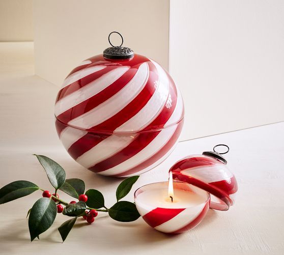 Ornament Shaped Scented Candles - Frosted Peppermint | Pottery Barn (US)