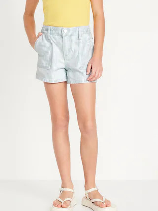Elasticized High-Waisted Utility Jean Shorts for Girls | Old Navy (US)