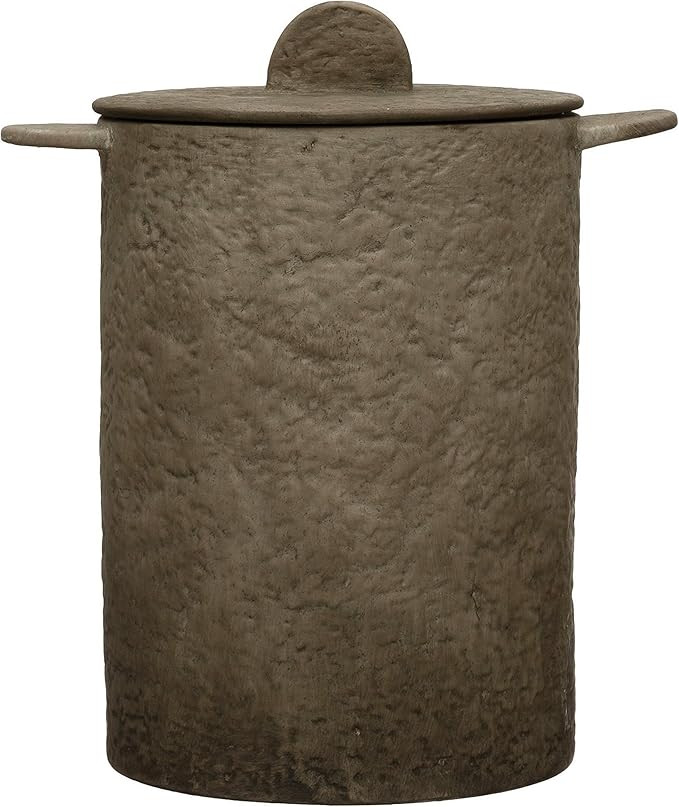 Creative Co-Op Textured Terra-Cotta Lid, Matte Beige Jar | Amazon (US)