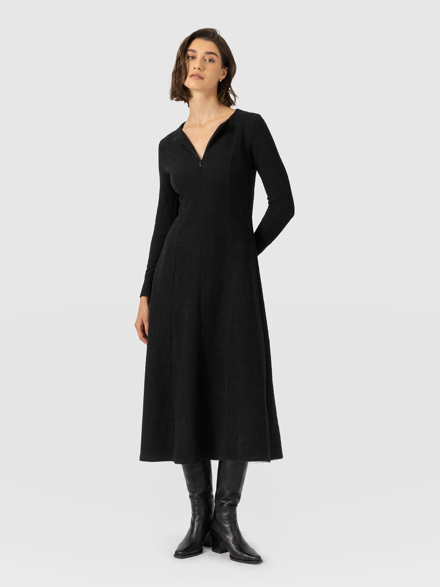 Orla Midi Dress - Black Boucle | Saint + Sofia UK