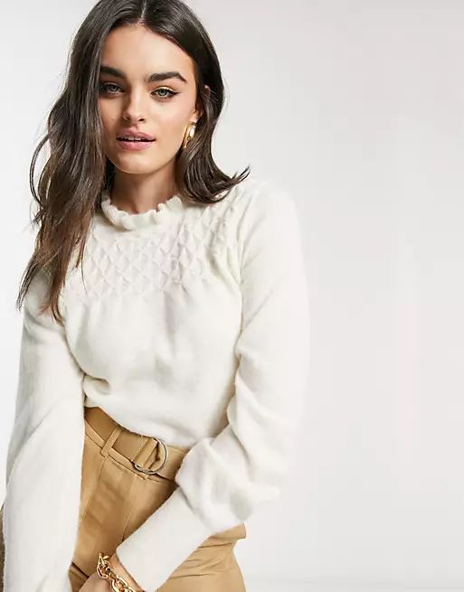 & Other Stories high neck sleeve detail sweater in egret | ASOS (Global)