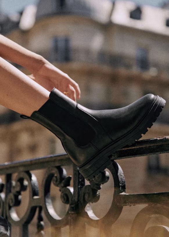 Lena Low Boots - Smooth Black - Smooth cowhide leather - Sézane | Sezane Paris