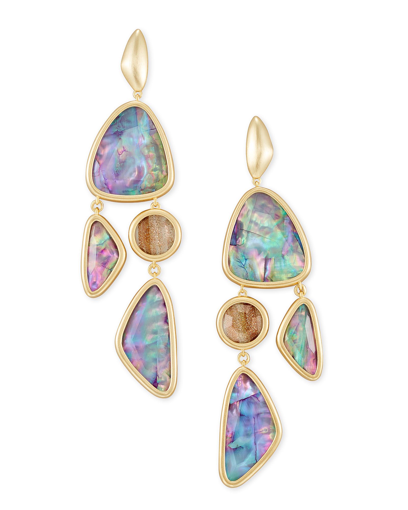 Margot Gold Statement Earrings in Lilac Abalone | Kendra Scott
