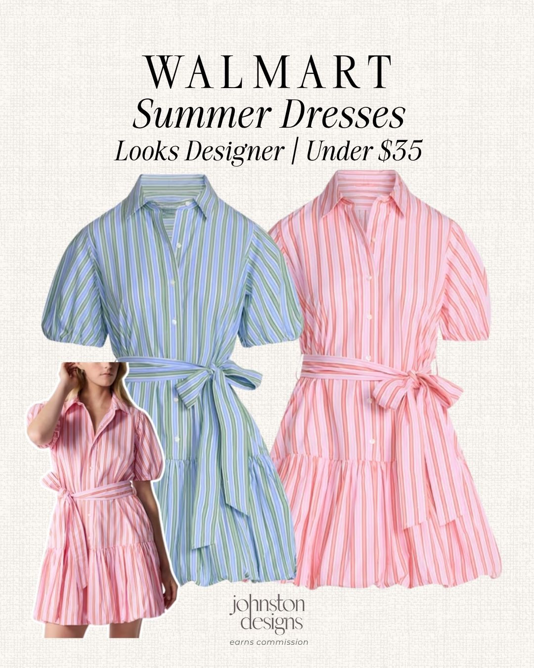 Walmart summer dresses that look designer for under $35 🌸 The puff sleeves, striped print, and tie waist make this one feel so polished for brunch, vacation, church or summer events.

walmart summer dress, striped mini dress, designer inspired dress, dresses under $35, walmart fashion finds, affordable summer outfit, puff sleeve dress, summer dress outfit 

 #LTKootd #LTKSeasonal