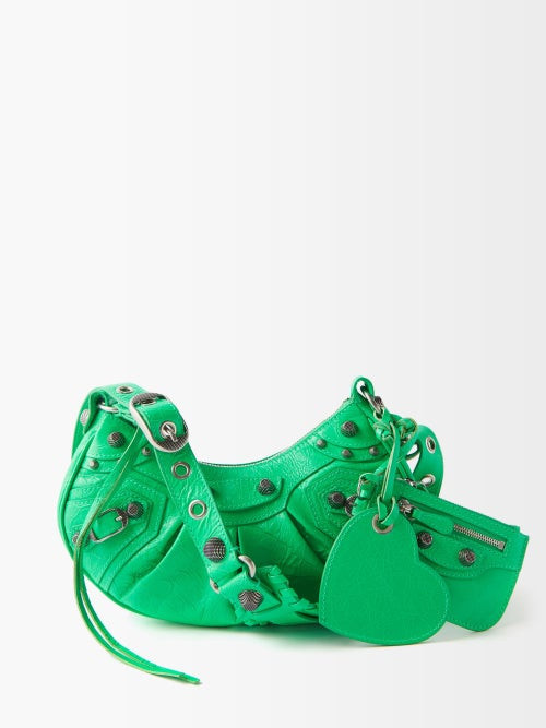 Balenciaga - Cagole Xs Studded Leather Shoulder Bag - Womens - Green | Matches (US)
