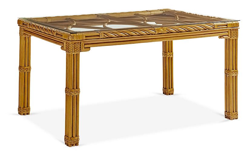 New Twist Rattan Square Dining Table, Natural | One Kings Lane