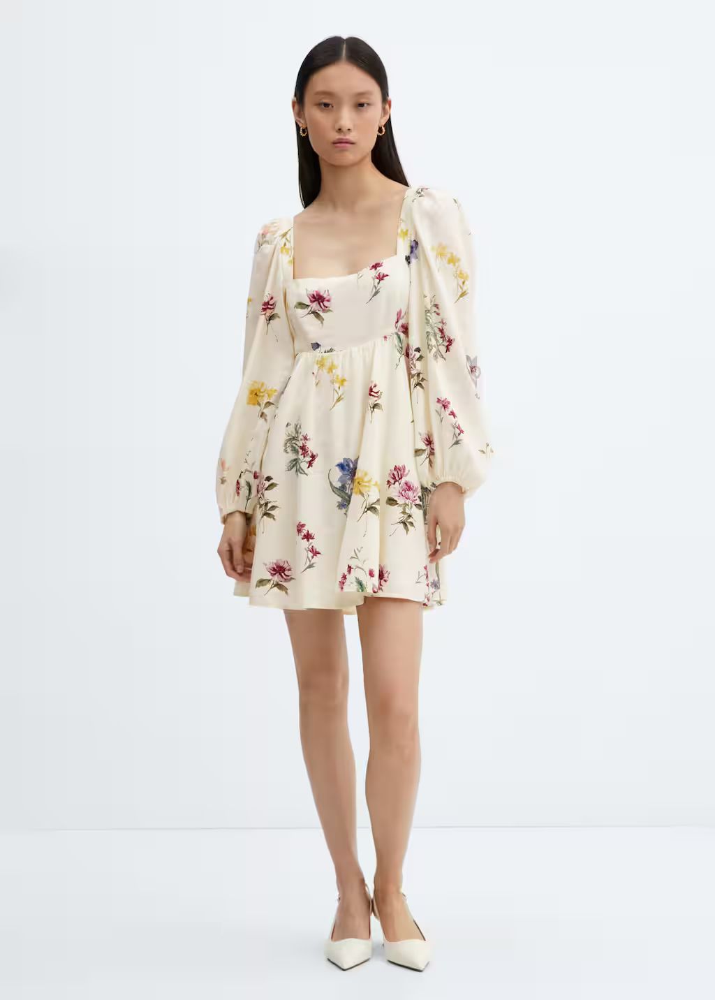 Floral linen-blend dress -  Women | Mango USA | MANGO (US)