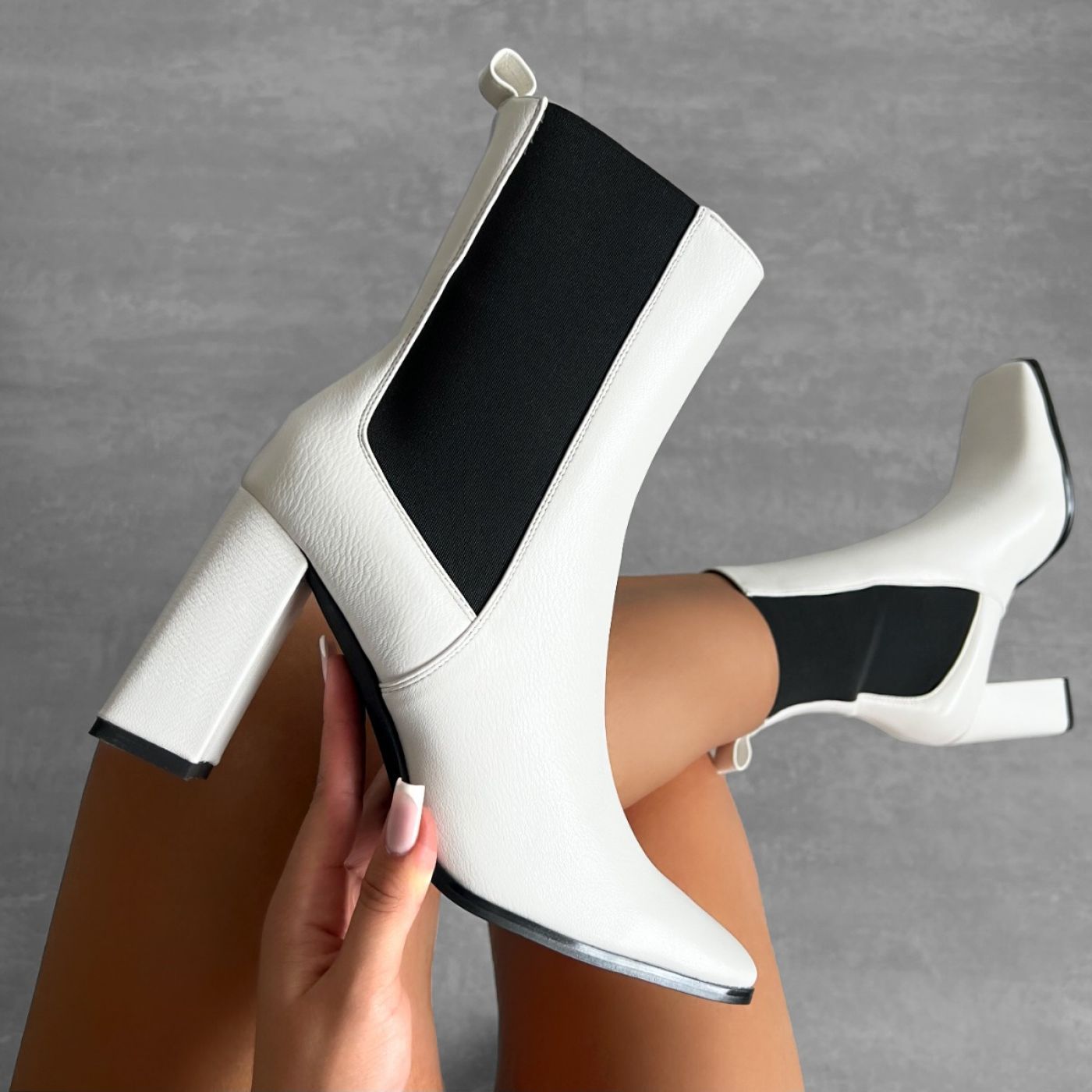Tennessee White Block Heel Ankle Boots | Simmi Shoes