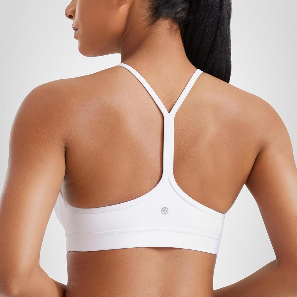 CRZ YOGA Butterluxe Y Back Sports Bras for Women - Padded Racerback Low Impact Spaghetti Thin Str... | Amazon (US)