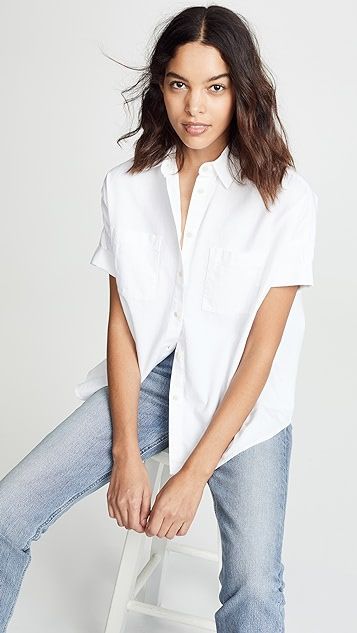 White Cotton Courier Shirt | Shopbop