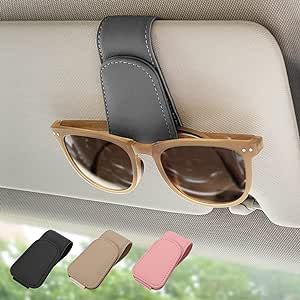 Magnetic Leather Sunglass Holder, Eyeglass Hanger Clip for Car Sun Visor, Suitable for Different ... | Amazon (US)