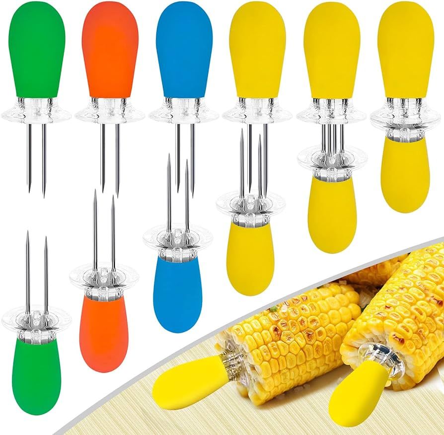 AQRINGO 12 Pcs/6 Pairs Corn Holders, Stainless Steel Corn Cob Holders Corn on The Cob Skewers for... | Amazon (US)