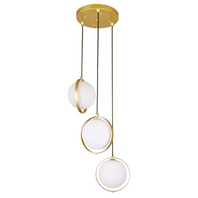 16" Medallion Gold Pendant Light – Modern 3-Light Globe Chandelier with Frosted Glass and Adjustable Hanging Height – G9 Bulb Base, LED Compatible | Wayfair North America